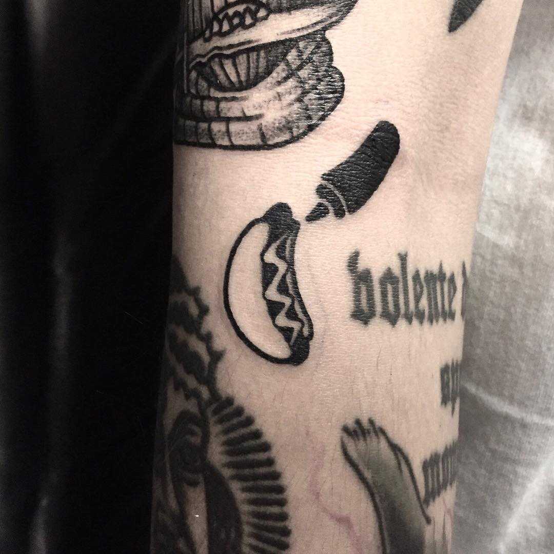 Hotdog tattoo by tattooist yeontaan