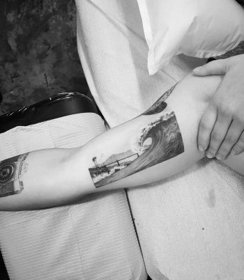 Huge wave tattoo by Dragon Ink