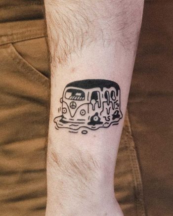 Melting bus tattoo by tattooist Bongkee