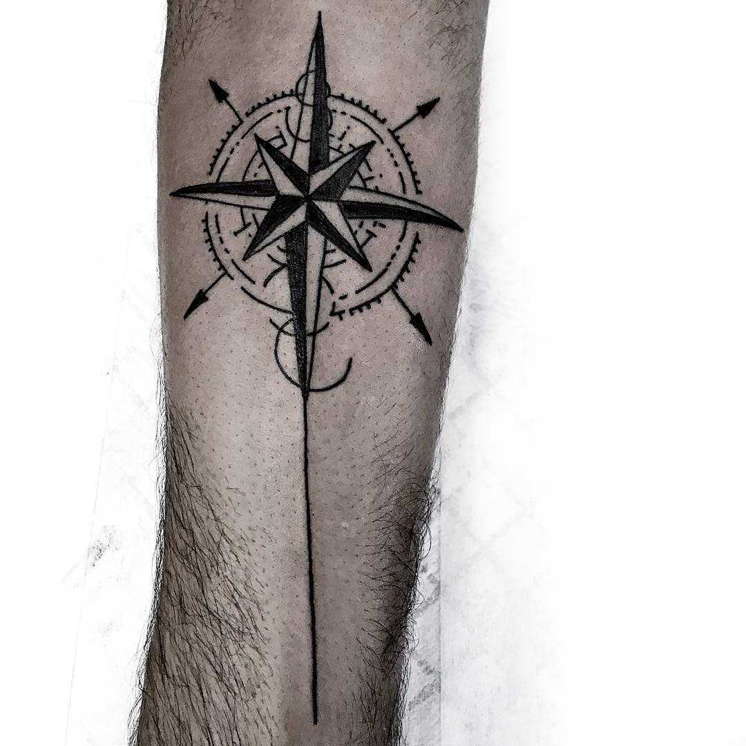 Nautical compass tattoo by Loughie Alston