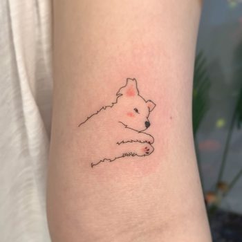 Pretty sleeping puppy by tattooist Cozy