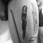 Prison weapon tattoo by Philipp Eid