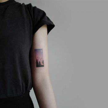 Red rising sky tattoo by Studio Bysol