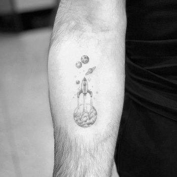 Rocket and planets by Dragon Ink