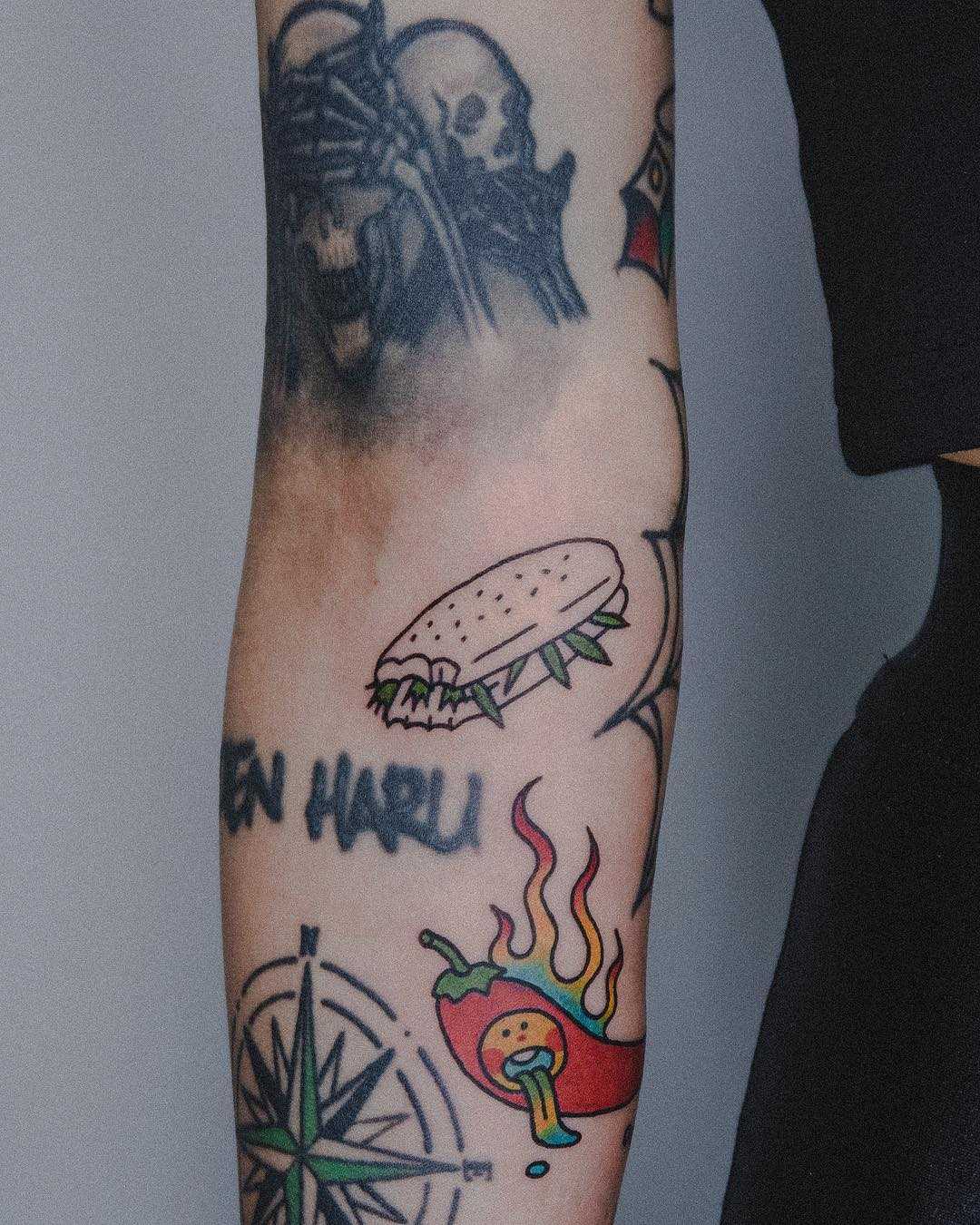 Sandwich tattoo by tattooist Bongkee