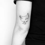 Small chicken tattoo by Jake Harry Ditchfield