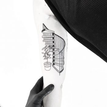 Spiral staircase tattoo by tattooist pokeeeeeeeoh