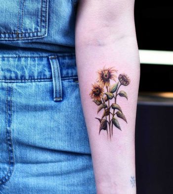 Sunflower tattoo by Dragon Ink