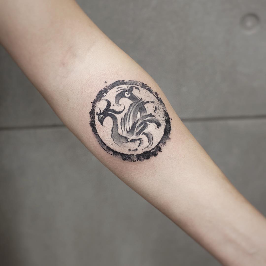 Suzaku tattoo by tattooist Chenjie