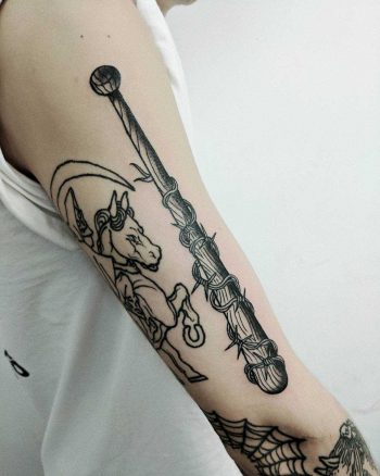 Barbed bat tattoo by Tristan Ritter