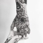 Black spider web hand by tattooist weepandforfeit