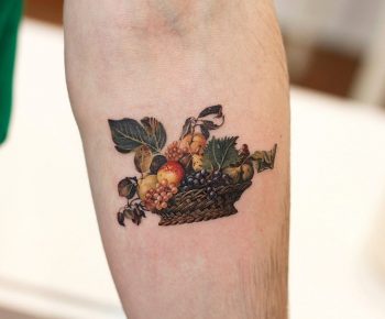 Caravaggio's Basket of fruit by tattooist Saegeem