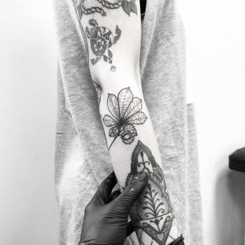 Chestnut leaf by tattooist pokeeeeeeeoh