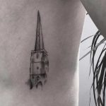 Church steeple tattoo by Oscar Jesus