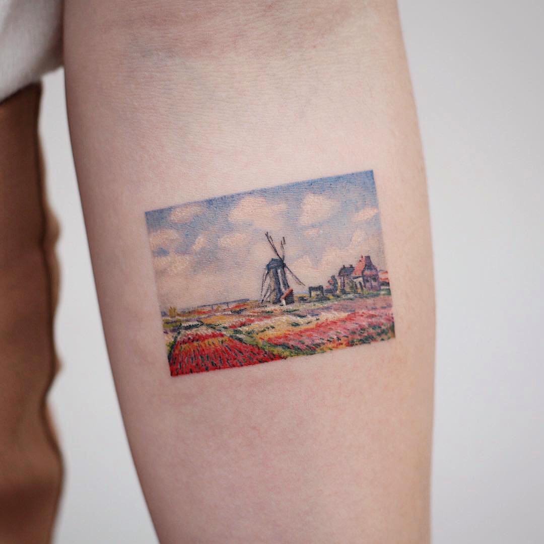 Claude Monet’s Tulip fields in Holland tattoo by tattooist Saegeem
