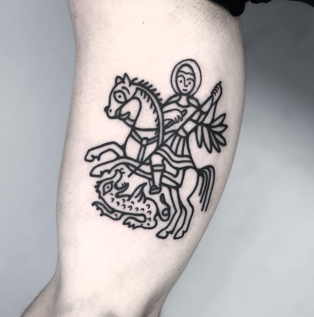 Coptic St.George tattoo by tattooist MAIC - Tattoogrid.net.