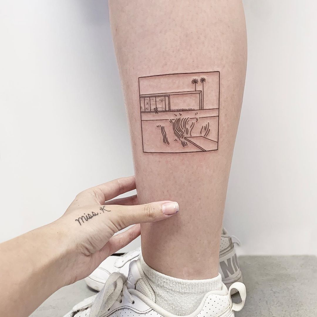 David Hockney’s The Splash tattoo by Sara Kori