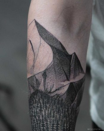 Dot-work mountains by Evgeny Mel