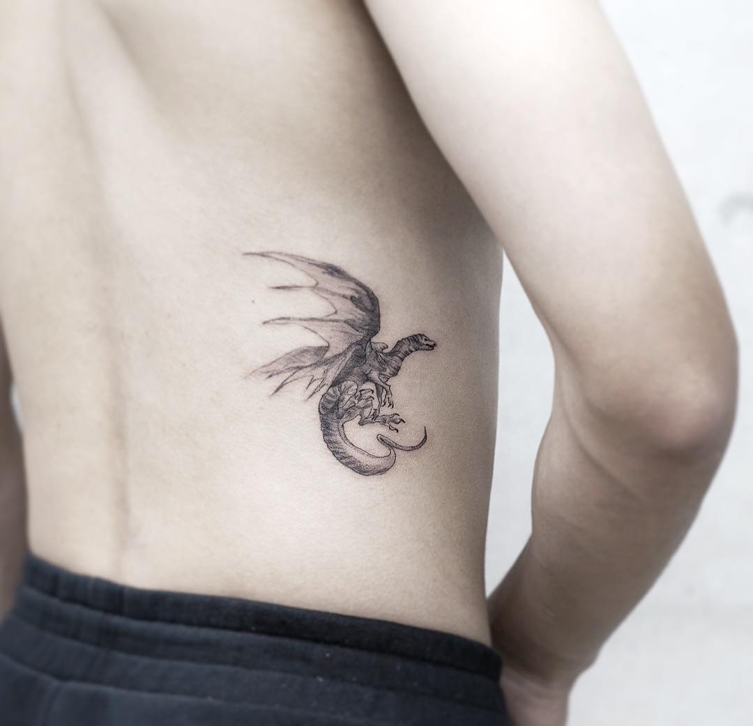 Dragon on the back by tattooist Franky