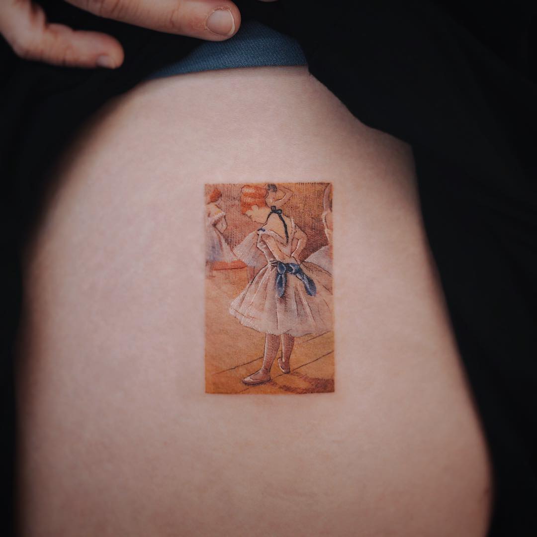 Edgar Degas A study of dancer by tattooist Saegeem