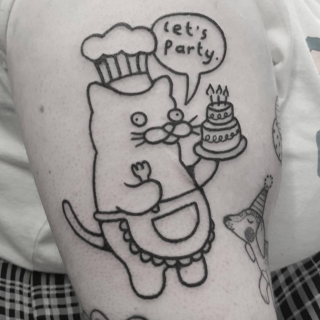 Let’s party tattoo by tattooist Mr.Heggie