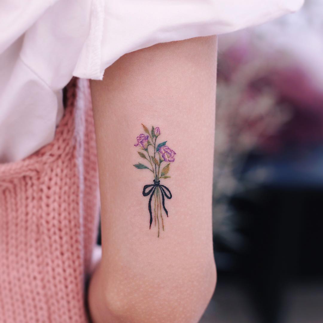 Tattoo uploaded by Claire • By #koraykaragozler #watercolor #lisianthus  #kidsnames #flowertattoo #watercolortattoo • Tattoodo