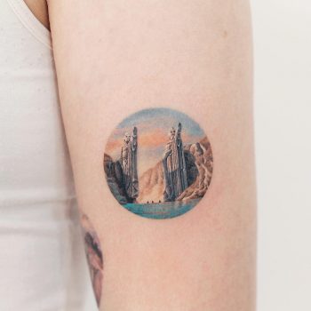 Lord of the Rings The Argonath tattoo by tattooist Saegeem