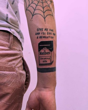 Pack of smokes tattoo by Tristan Ritter