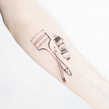 Painter's items tattoo by tattooist Ida