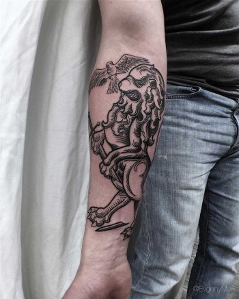 Woodcut style lion by Evgeny Mel