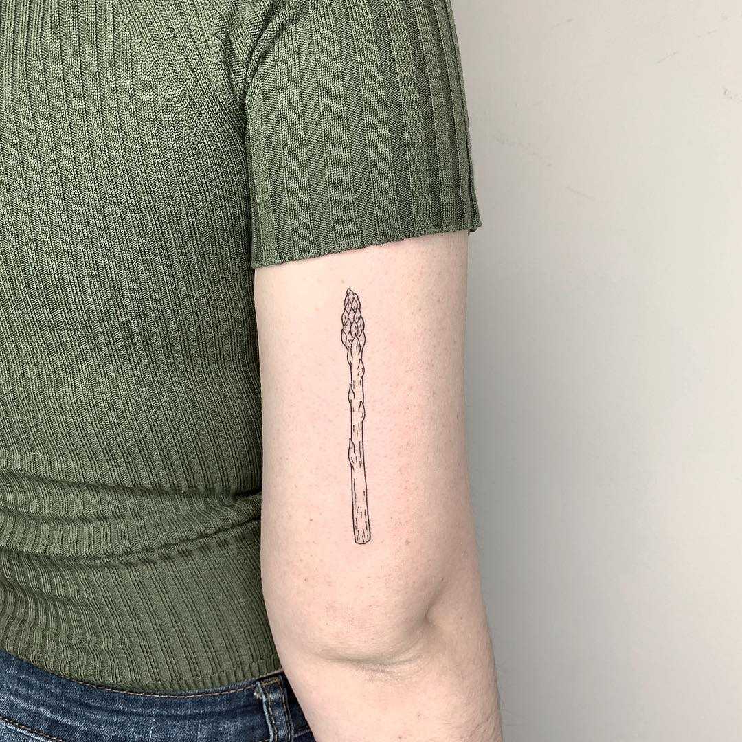 Asparagus tattoo by Sara Kori