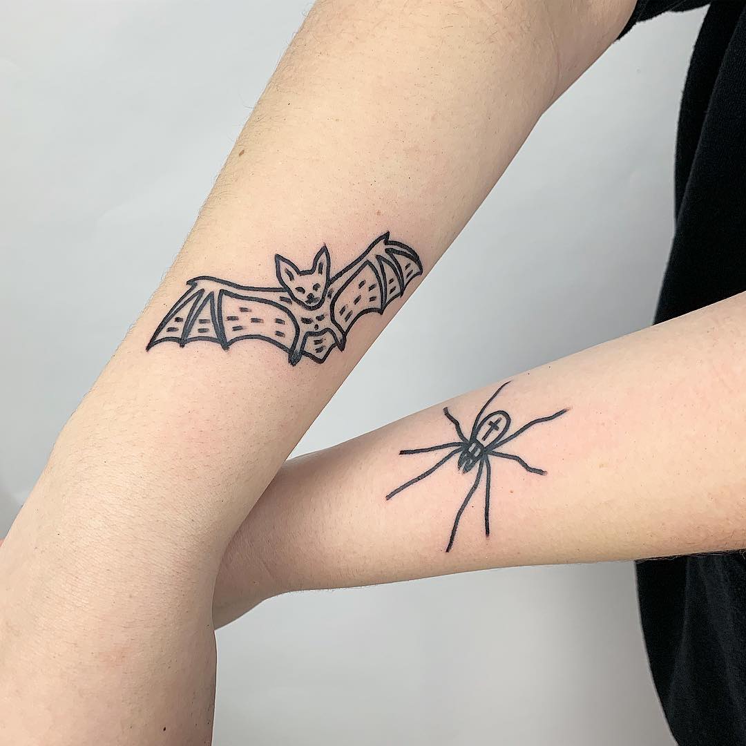 Bat and spider by @themagicrosa