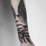 Bird and leaves by tattooist MAIC