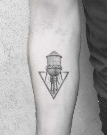 Brooklyn Water tower tattoo by Evgenii Andriu