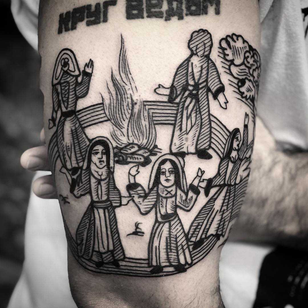 Circle of witches tattoo by tattooist MAIC