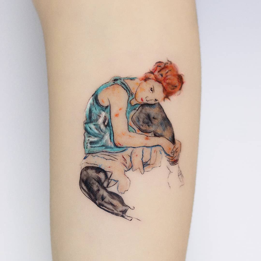 Egon Schiele’s Seated Woman with Bent Knee by Hakan Adik