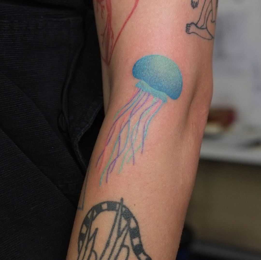 Hand-poked jellyfish by Yaroslav Putyata