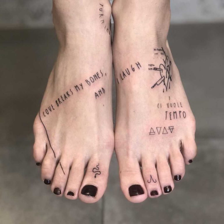 Castor And Pollux tattoo on the feet