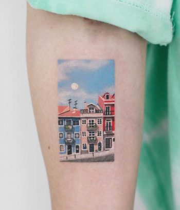 Lovely town tattoo by tattooist Saegeem