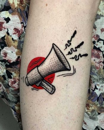 Megaphone tattoo by tattooist rodmaztattt