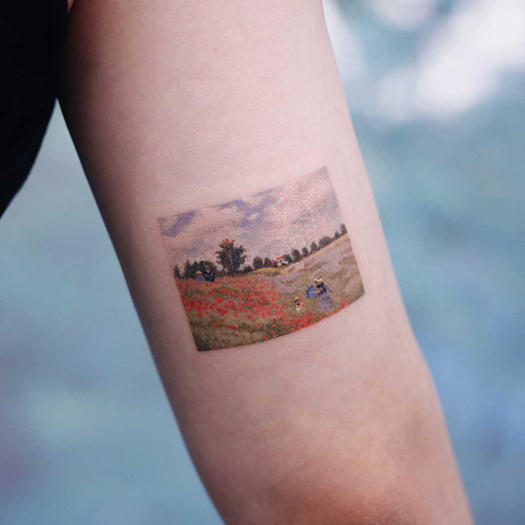 Monet’s Coquelicots tattoo by tattooist Saegeem
