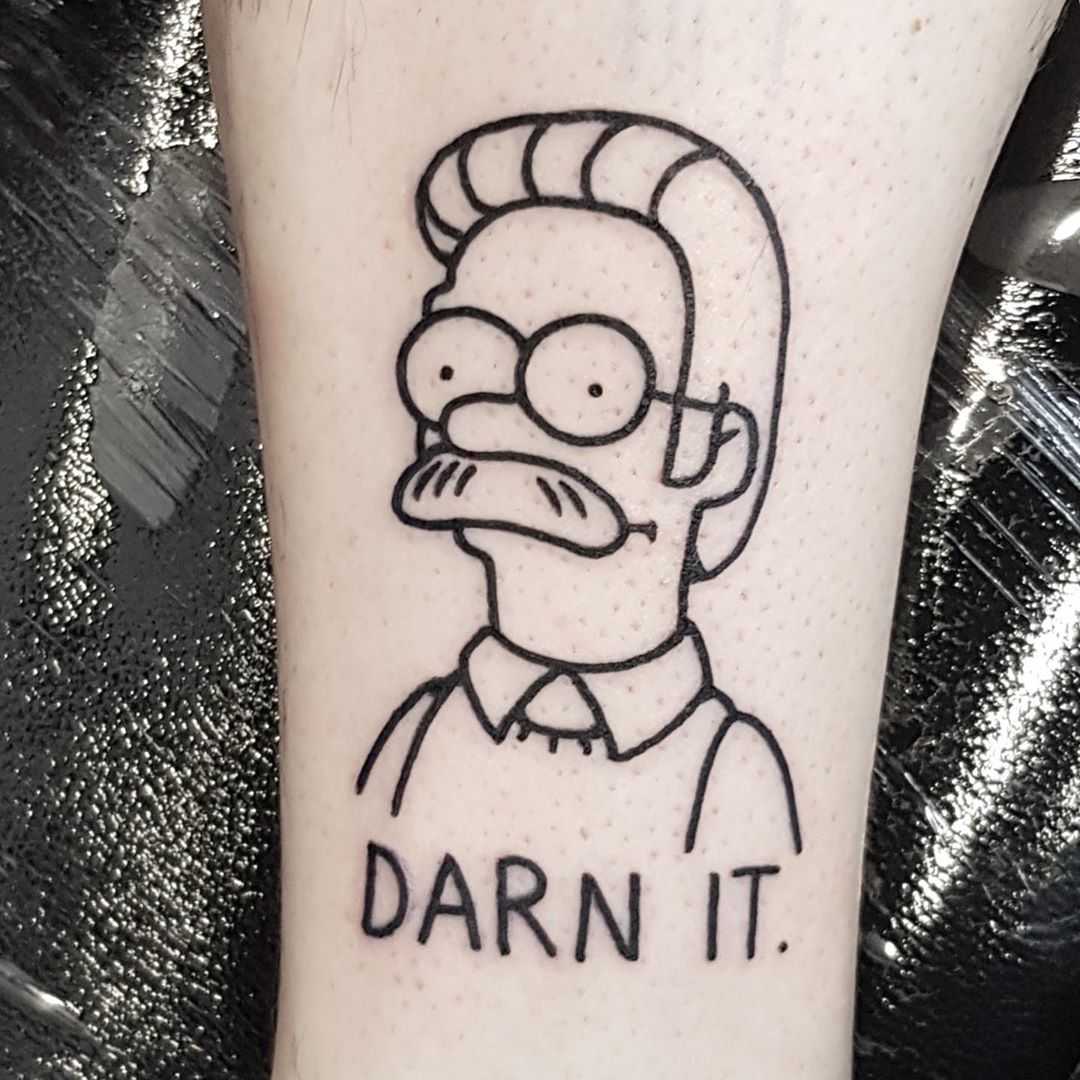 Ned Flanders by tattooist Mr.Heggie