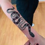 Snake on a forearm by tattooist Alejo GMZ