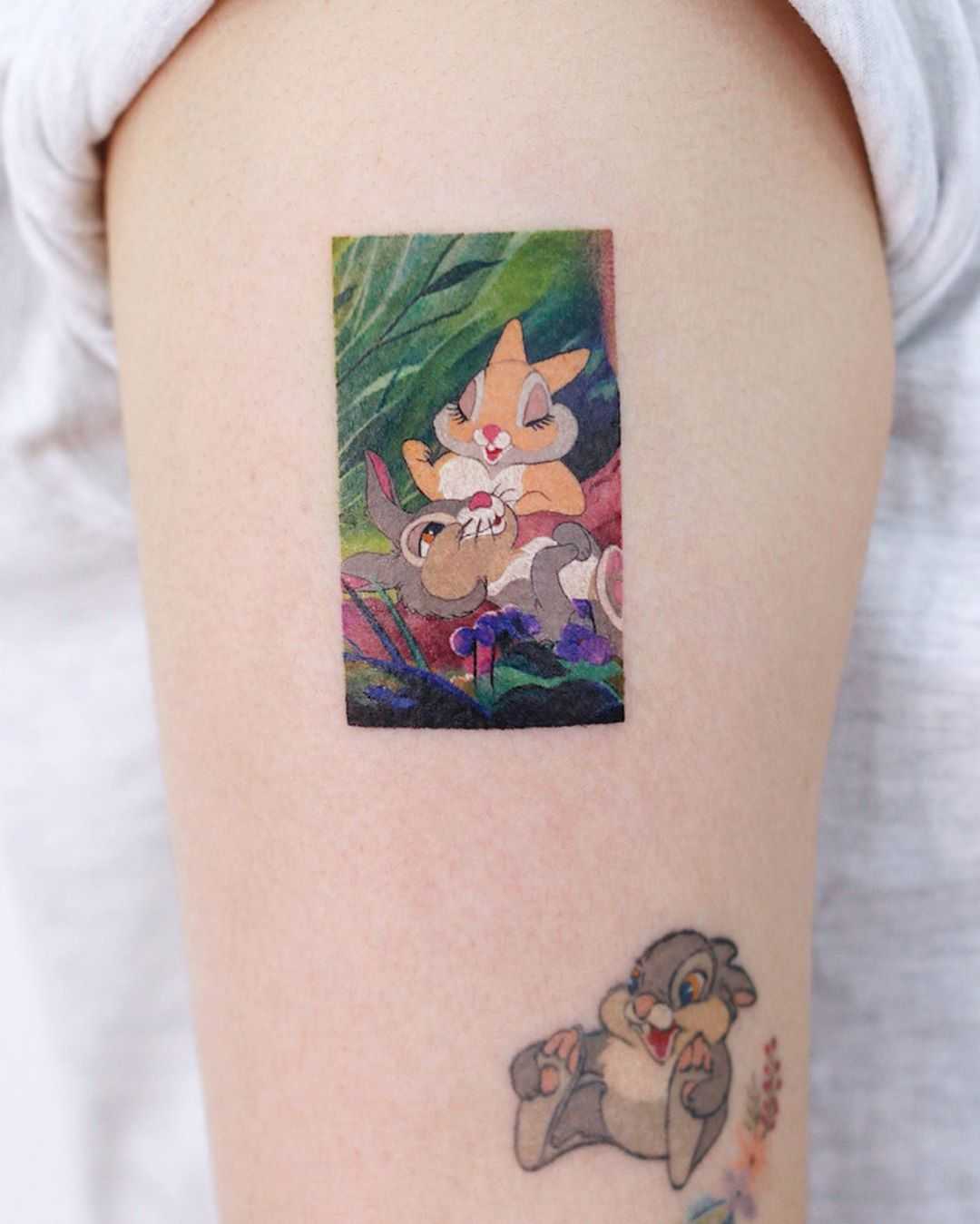 Thumper and Miss bunny tattoo by tattooist Saegeem