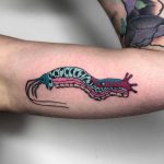 Tooth-shrimp-slug tattoo by Dane Nicklas
