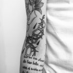 Barbed wire with chain and tears by @alexbergertattoo