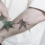 Black and grey leaf by @tattooist_flower