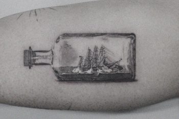 Bottle x Ship by @coldgraytattoo