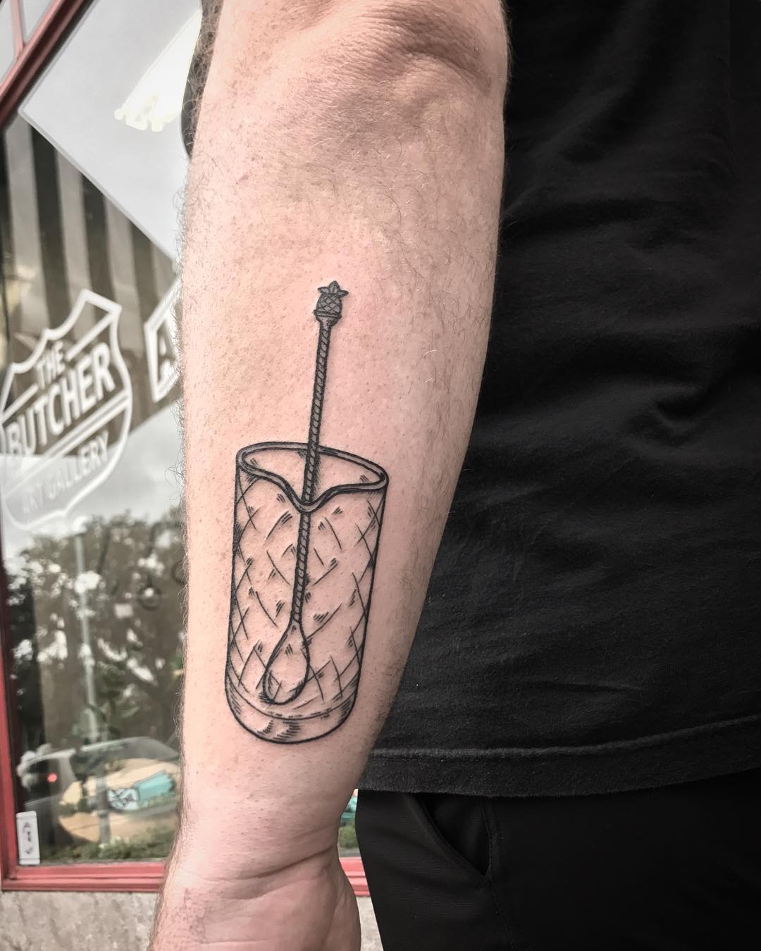 Cocktail mixer tattoo by @patcrump
