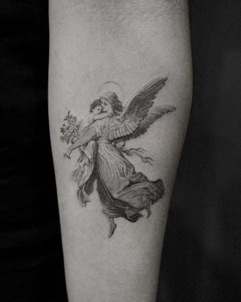 Guardian Angel by @coldgraytattoo